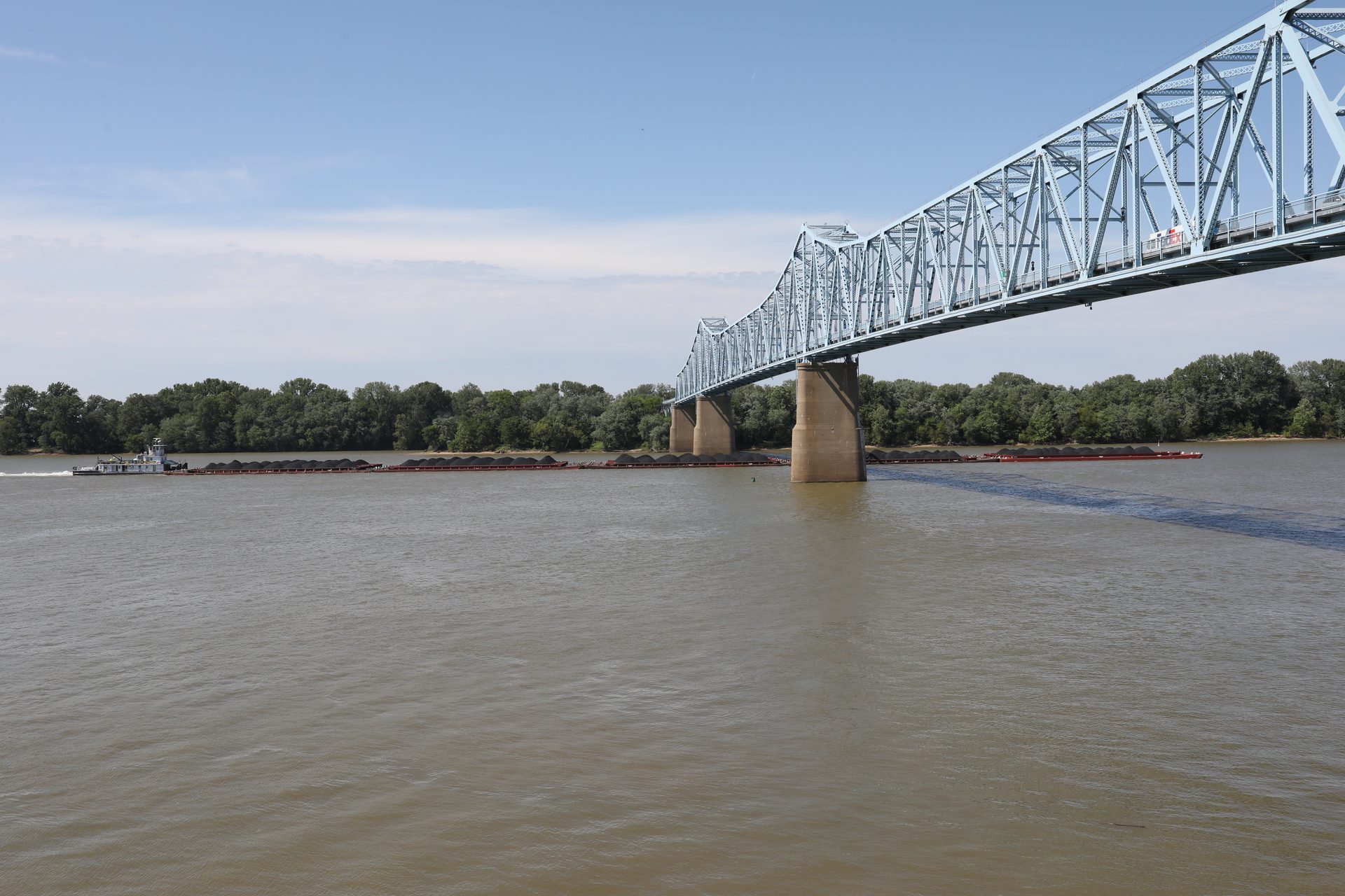 The Blue Bridge over the Ohio River in Owensboro, Kentucky